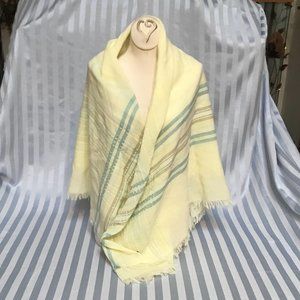 Yellow/Blue-Striped Shawl/Wrap - Made in Japan